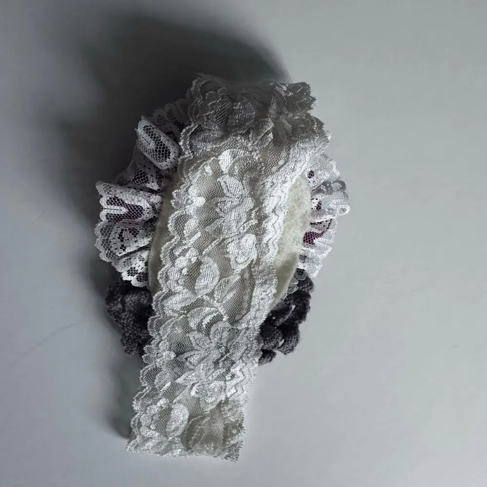 Persnickety Festive Lace Headband with Red Floral Christmas Detail